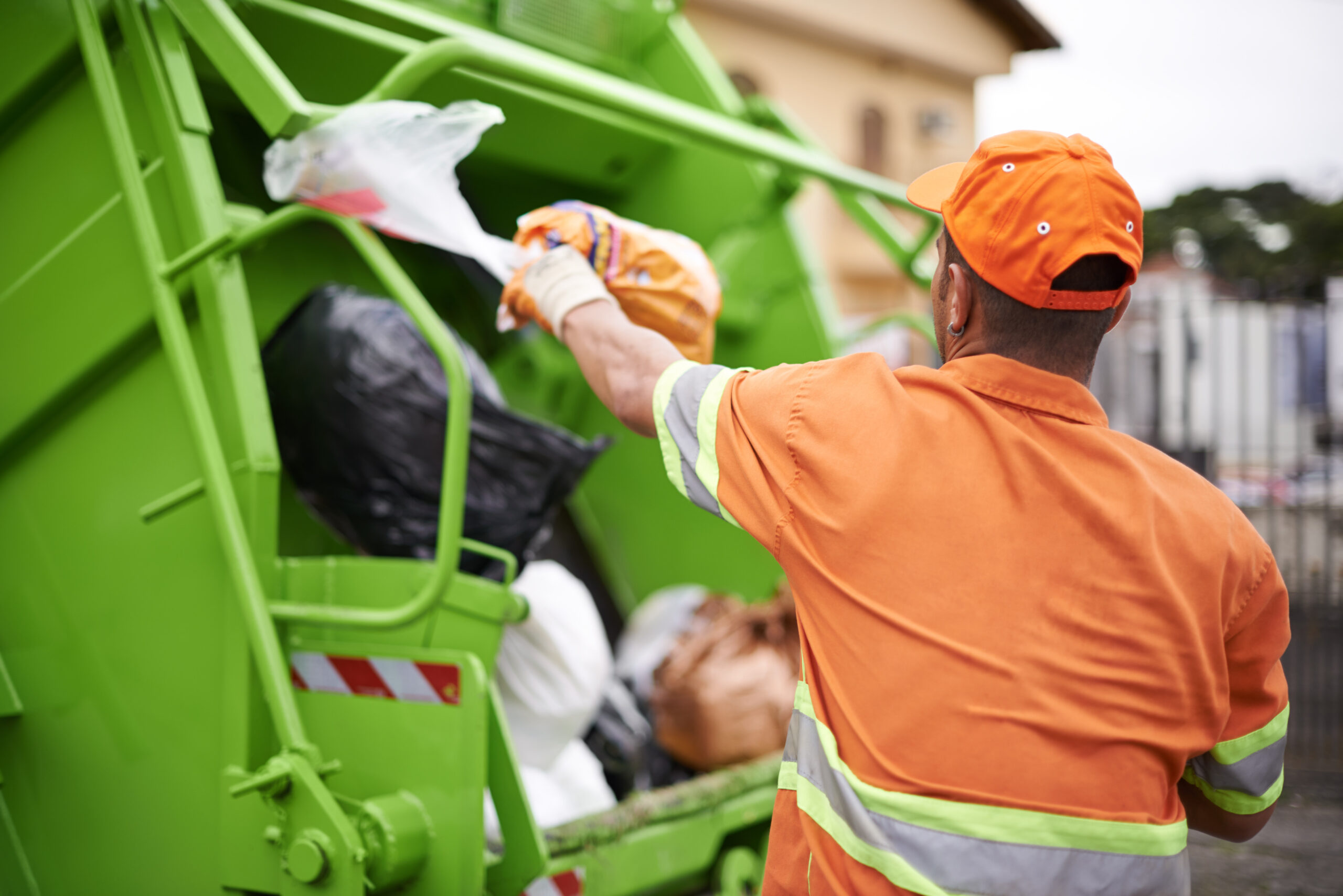 Cropped shot of a garbage collection worker.